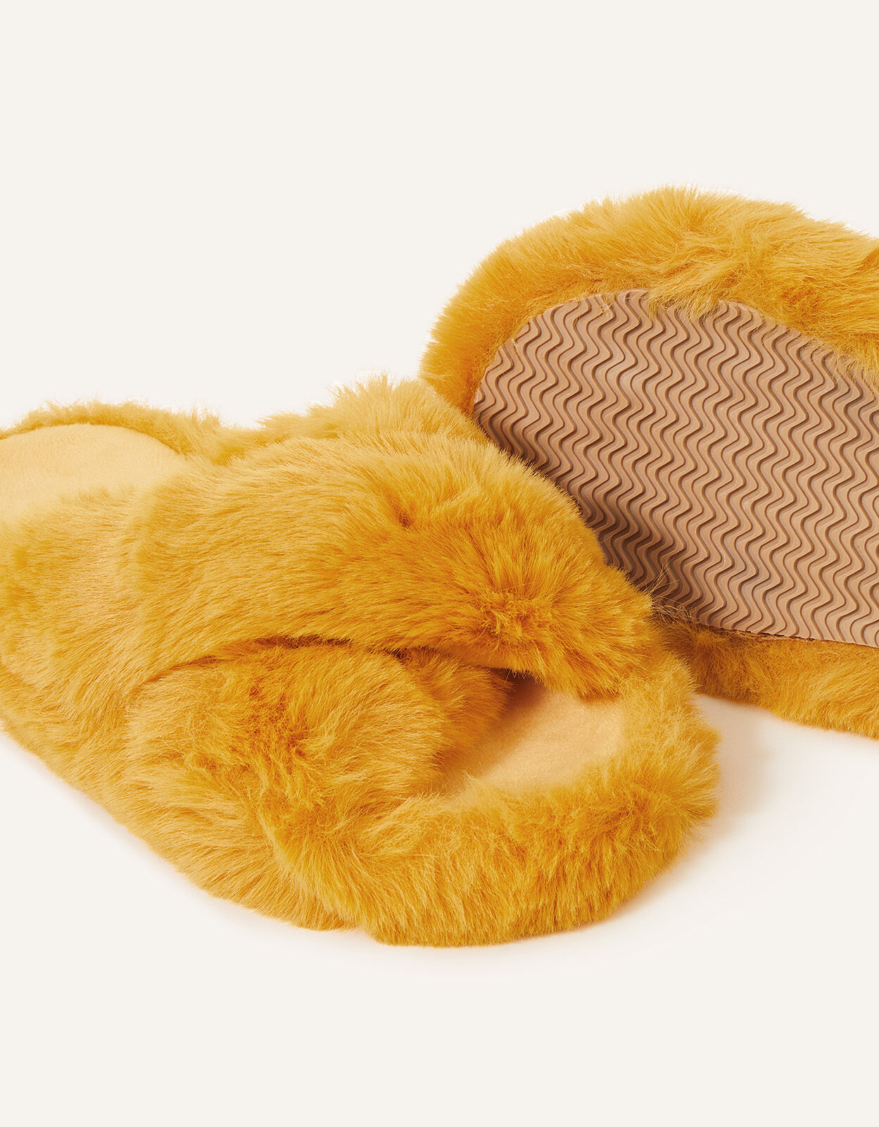Yellow sales fur slippers