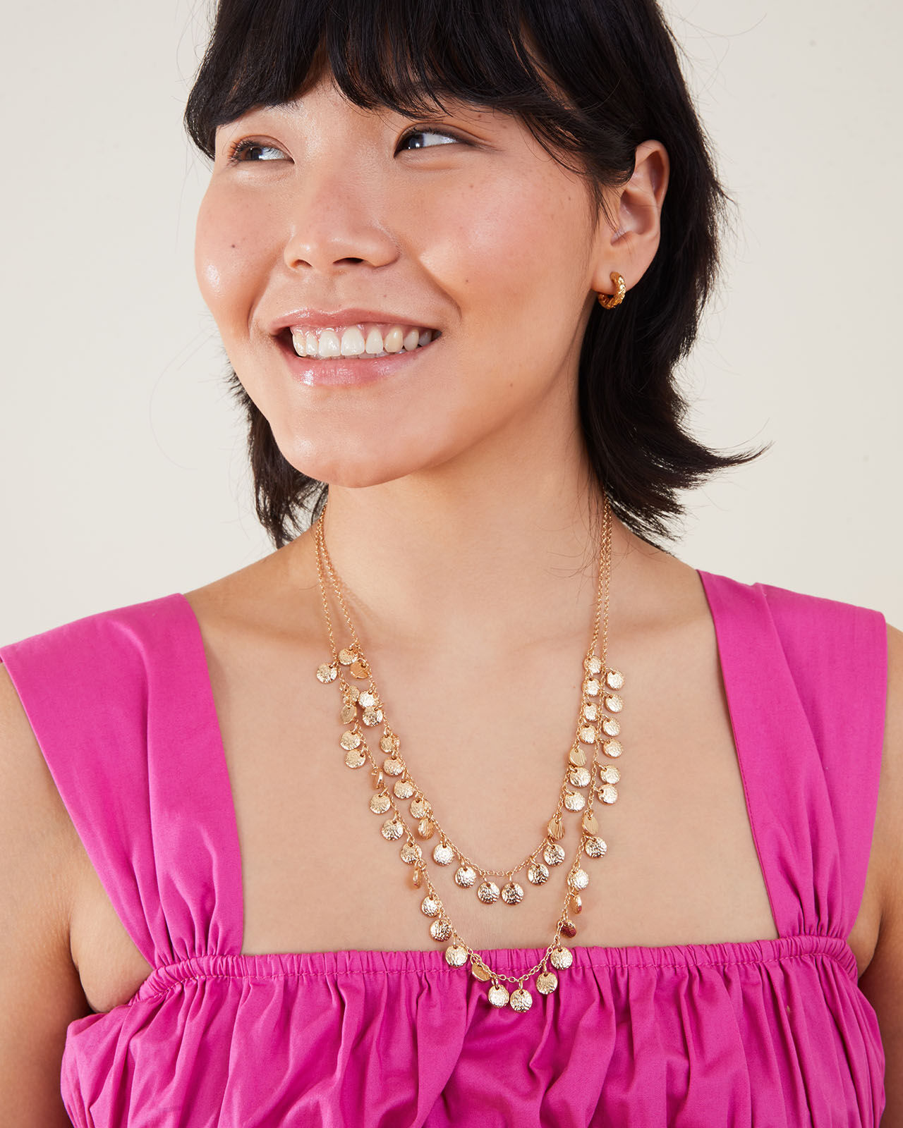 Textured Disc Layered Necklace