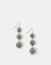 Triple Beaded Orb Drop Earrings, , large