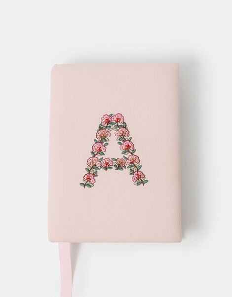 Floral Embroidered Initial Notebook, Multi (PASTEL MULTI), large