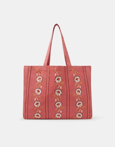Floral Embroidered Shopper Bag, , large