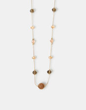 Long Gemstone Beaded Station Necklace, , large