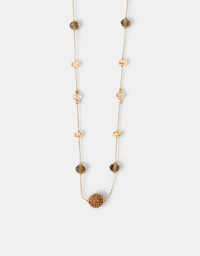 Long Gemstone Beaded Station Necklace, , large