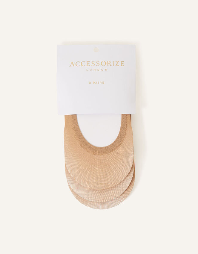 Sheer Footsie Socks Set of Three, Nude (NUDE), large