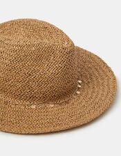 Charm Straw Fedora Hat, , large