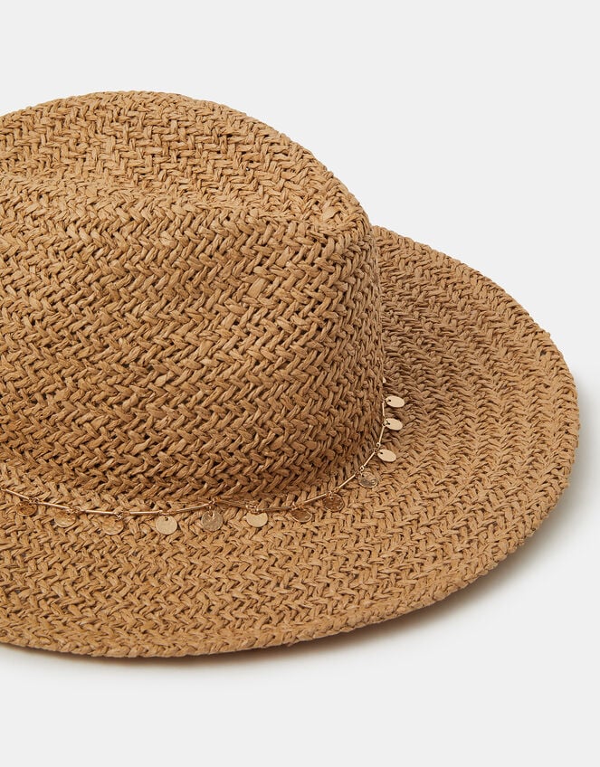 Charm Straw Fedora Hat, , large