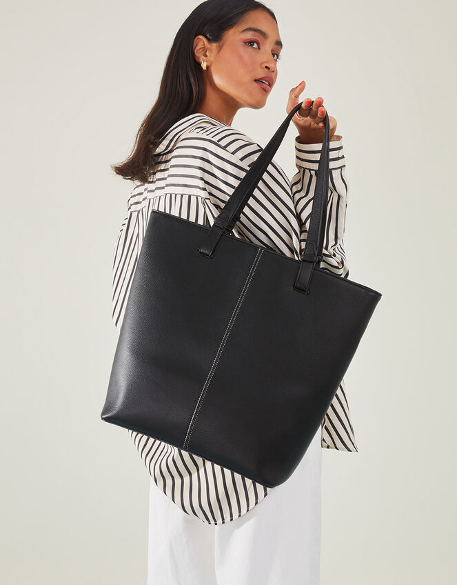 Contrast Stitch Laptop Tote Bag, , large