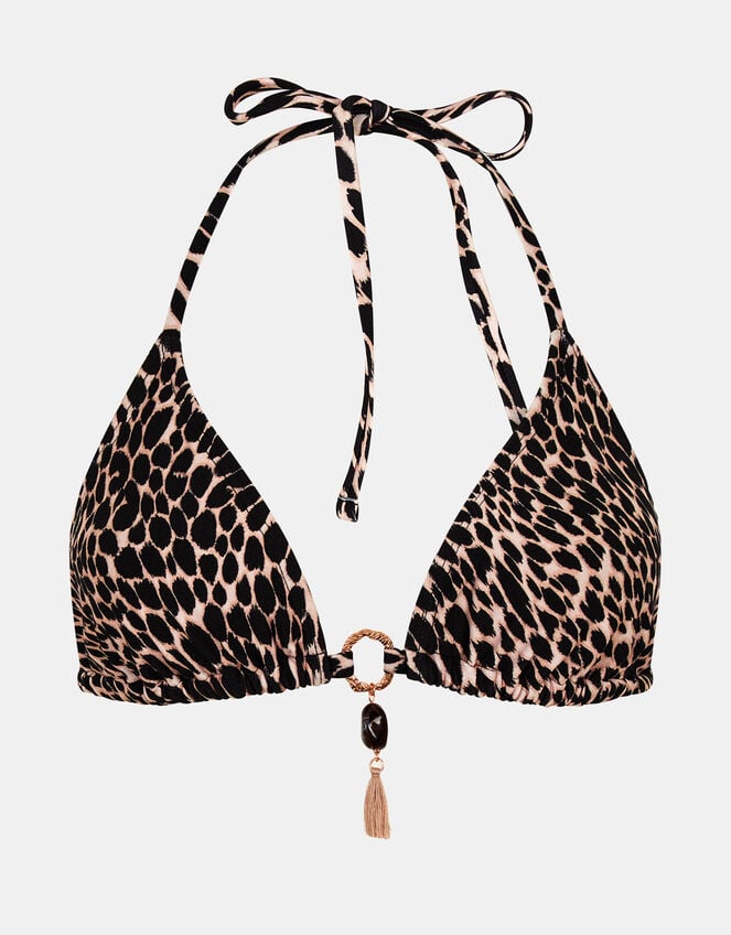 Leopard Print Triangle Bikini Top, Leopard (LEOPARD), large