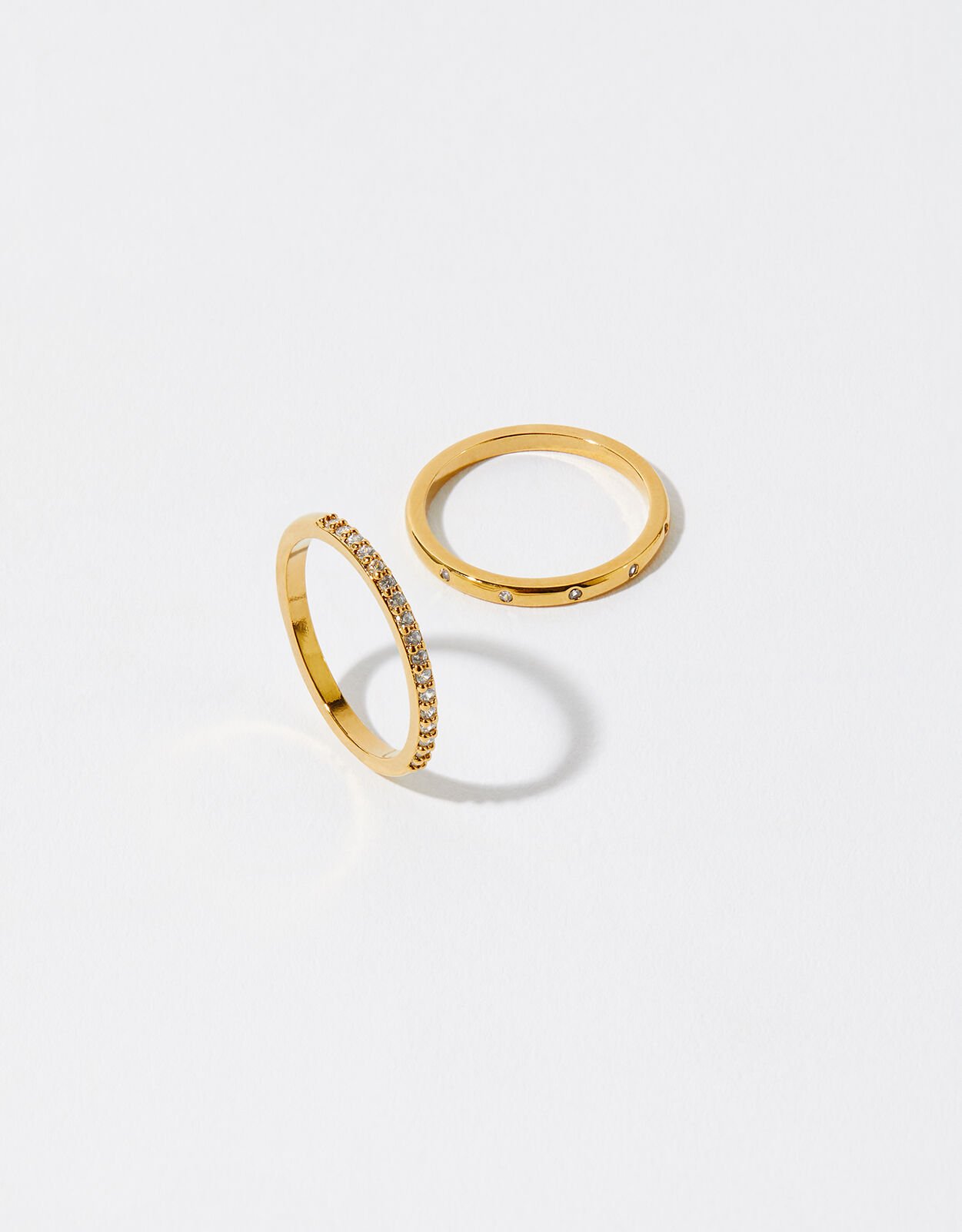 Gold Plated Pave Ring Set Gold
