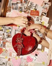 Patent Heart Crossbody Handbag , Red (RED), large