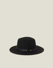 Wool Fedora Hat, Black (BLACK), large