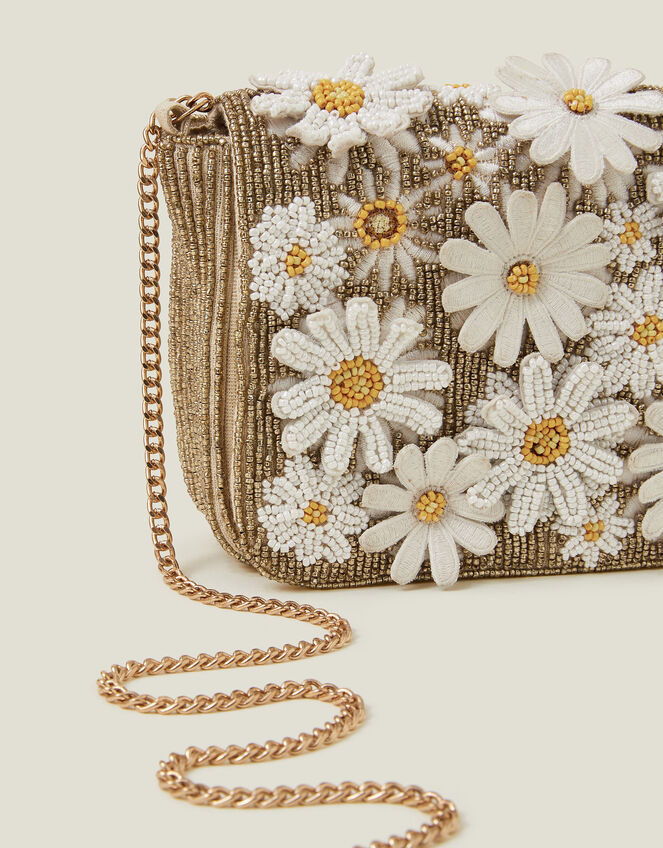 Hand-Beaded 3D Floral Clutch Bag, , large