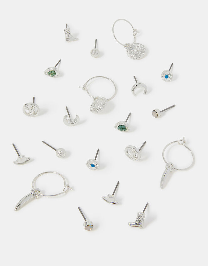 10-Pack Hippie Stud & Hoop Earrings, , large