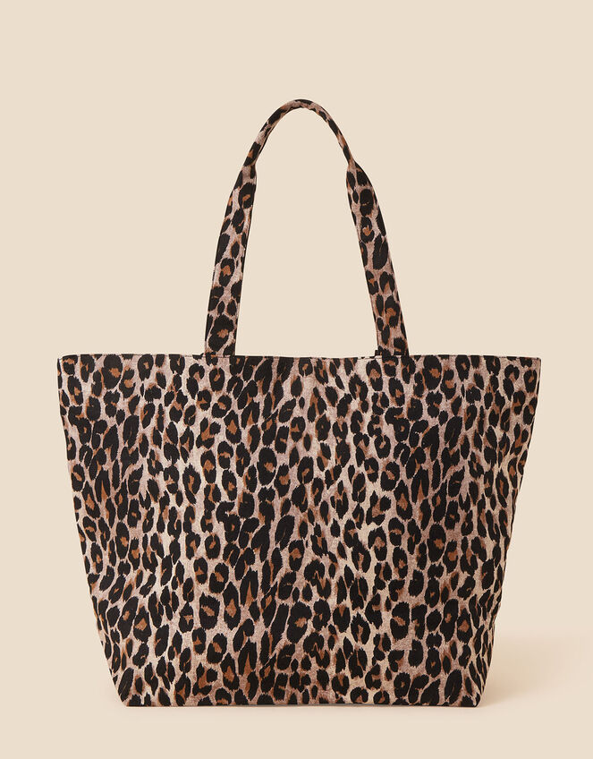 Leopard Canvas Shopper Bags, , large