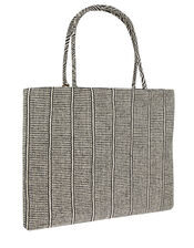 Meera Woven Shopper Bag with Tassel Trim, , large