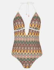 Crochet Plunge Swimsuit, Natural (NEUTRAL), large