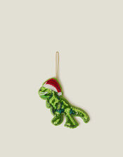 Santa Dinosaur Christmas Tree Decoration, Green (GREEN), large