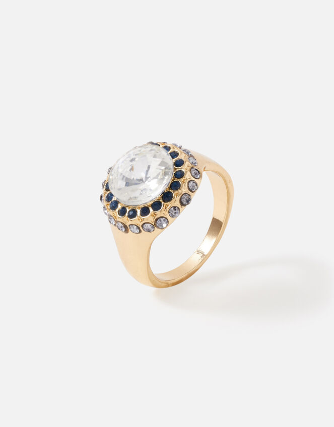 Blue Harvest Crystal Signet Ring, Blue (BLUE), large