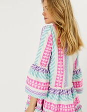 Geometric Stripe Jacquard Dress, Multi (BRIGHTS-MULTI), large