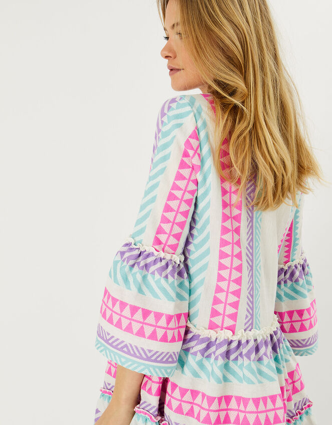 Geometric Stripe Jacquard Dress, Multi (BRIGHTS-MULTI), large