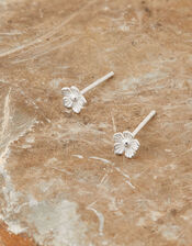 Sterling Silver Flower Stud Earrings, , large