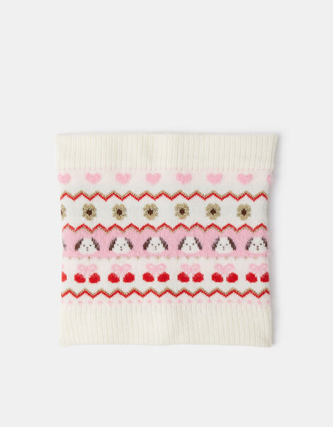 Girls Dog Fair Isle Snood, Multi (PASTEL MULTI), large