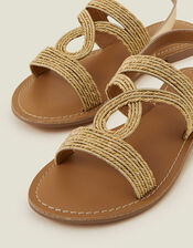 Raffia Loop Strappy Sandals Gold, Gold (GOLD), large