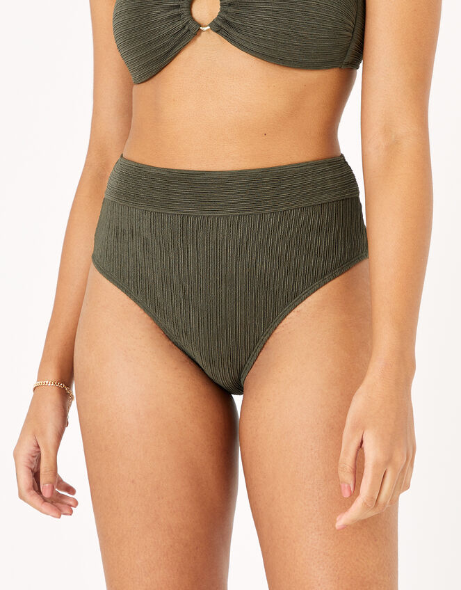 High Waist Bikini Briefs, Green (KHAKI), large