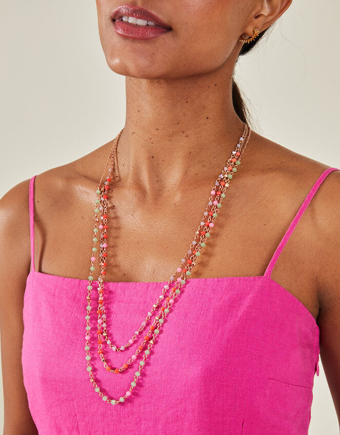Longline Layered Facet Bead Necklace, , large