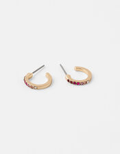 Crystal Huggie Hoop Earrings, Pink (PINK), large