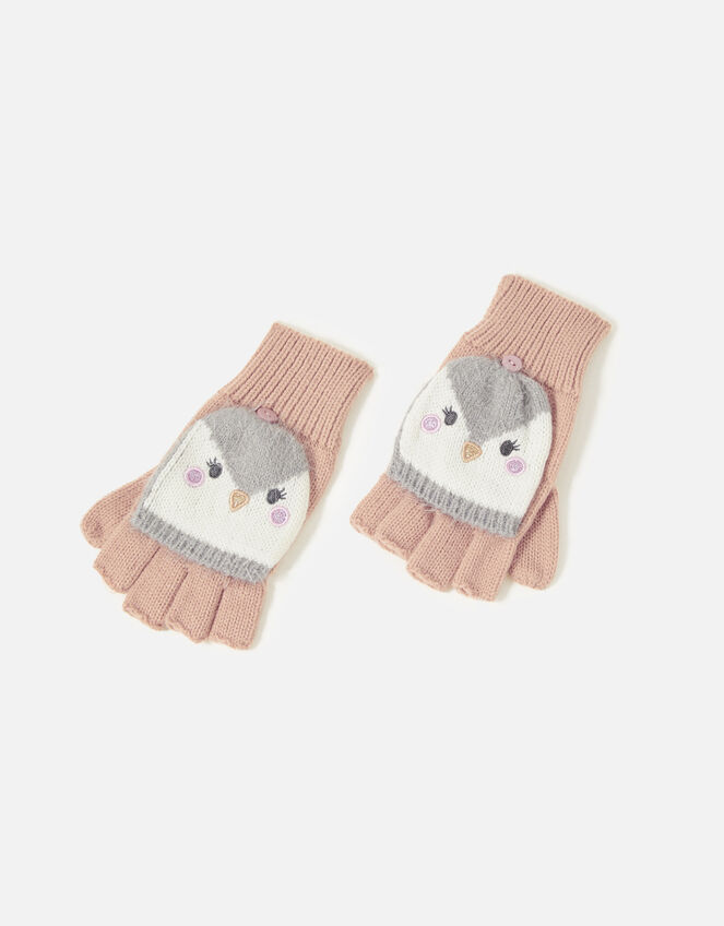 Girls Penguin Capped Gloves, Multi (PASTEL-MULTI), large