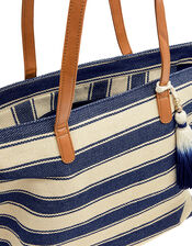 Nautical Stripe Beach Tote Bag, , large