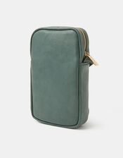 Faux Leather Crossbody Phone Bag, Teal (TEAL), large