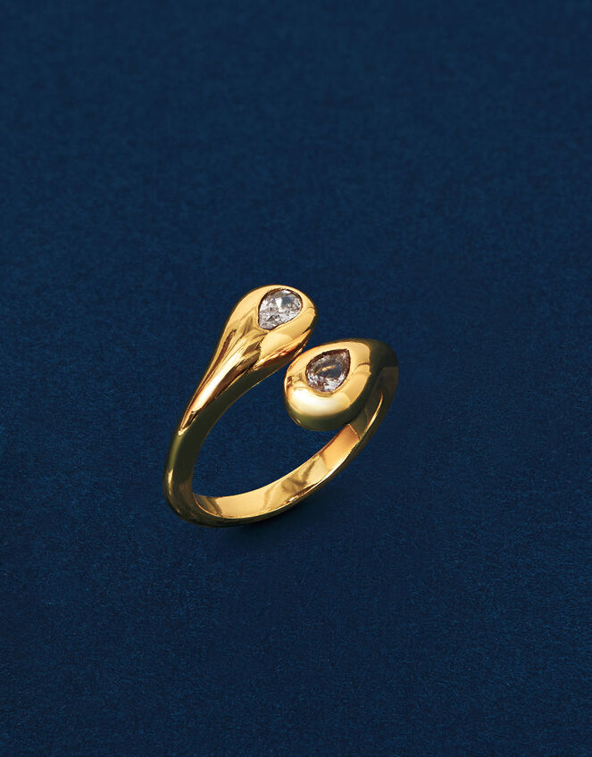 14ct Gold-Plated Adjustable Sparkle Ring, , large