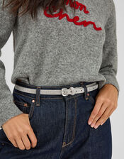 Slim Diamanté Belt, Silver (SILVER), large