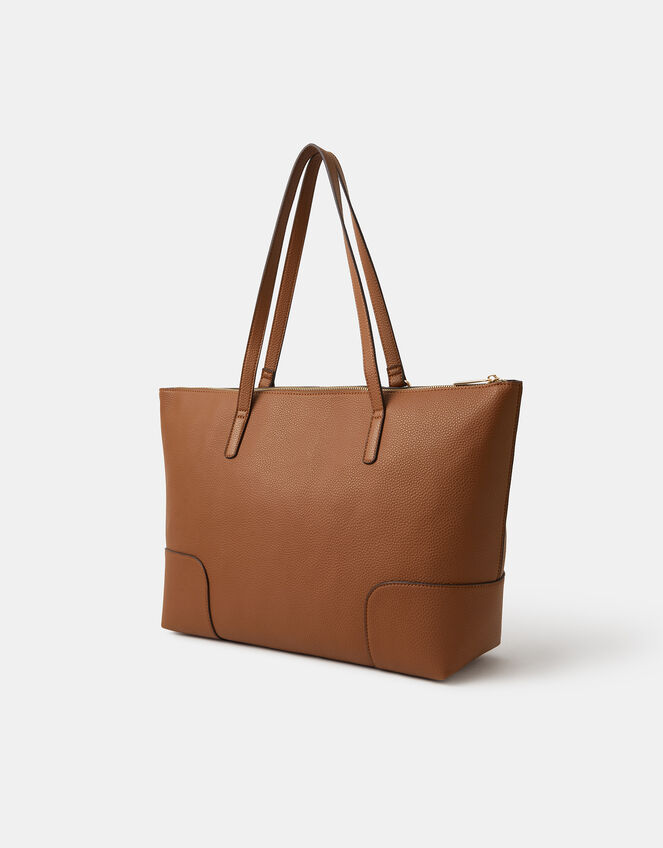 Plain Tote Bag, Tan (TAN), large