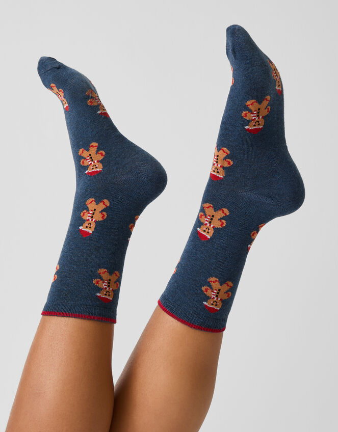 Gingerbread Santa Print Socks, , large