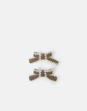 2-Pack Knit Bow Barrette Hair Clips, , large