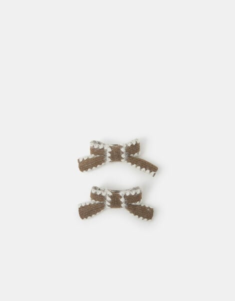 2-Pack Knit Bow Barrette Hair Clips, , large