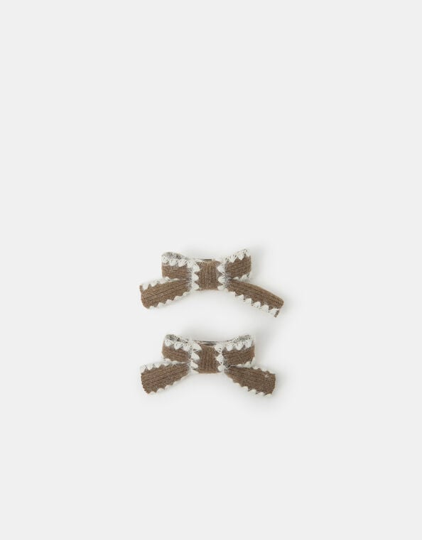 2-Pack Knit Bow Barrette Hair Clips, , large