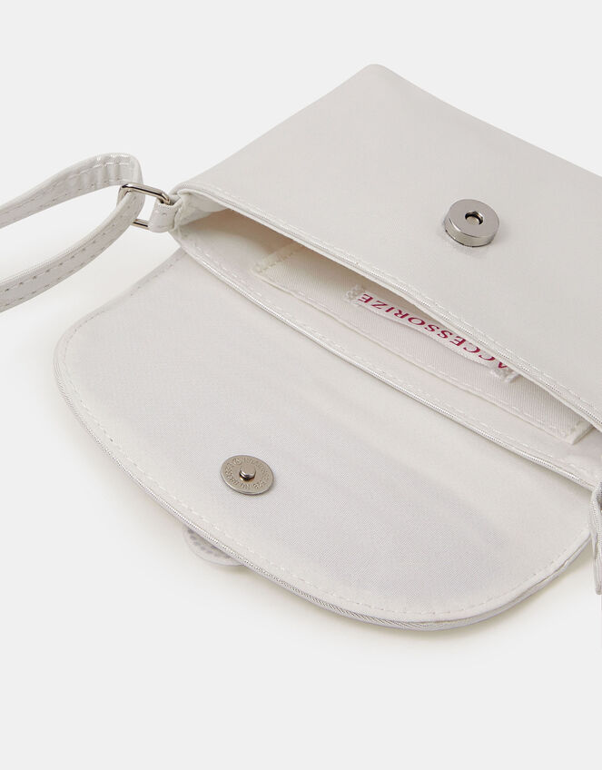 Girls Diamanté Flower Crossbody Bag, , large