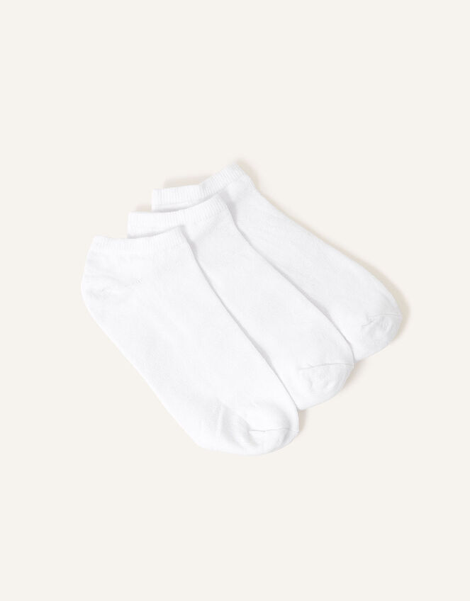 Supersoft Cotton Ankle Socks Set of Three , White (WHITE), large