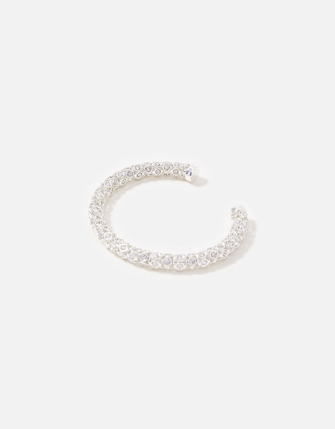 Crystal Cuff Bracelet, Silver (SILVER), large
