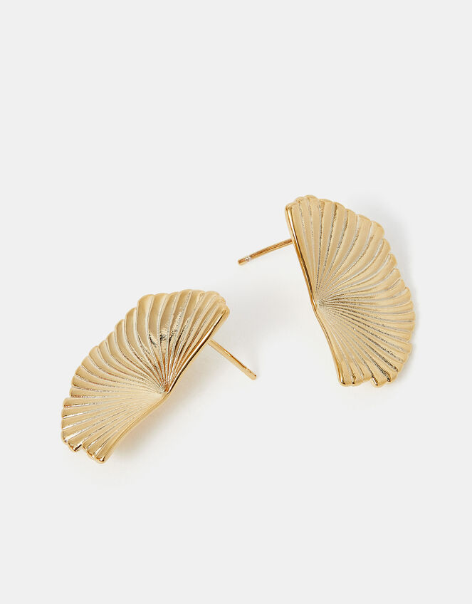 14ct Gold-Plated Fan Earrings, , large