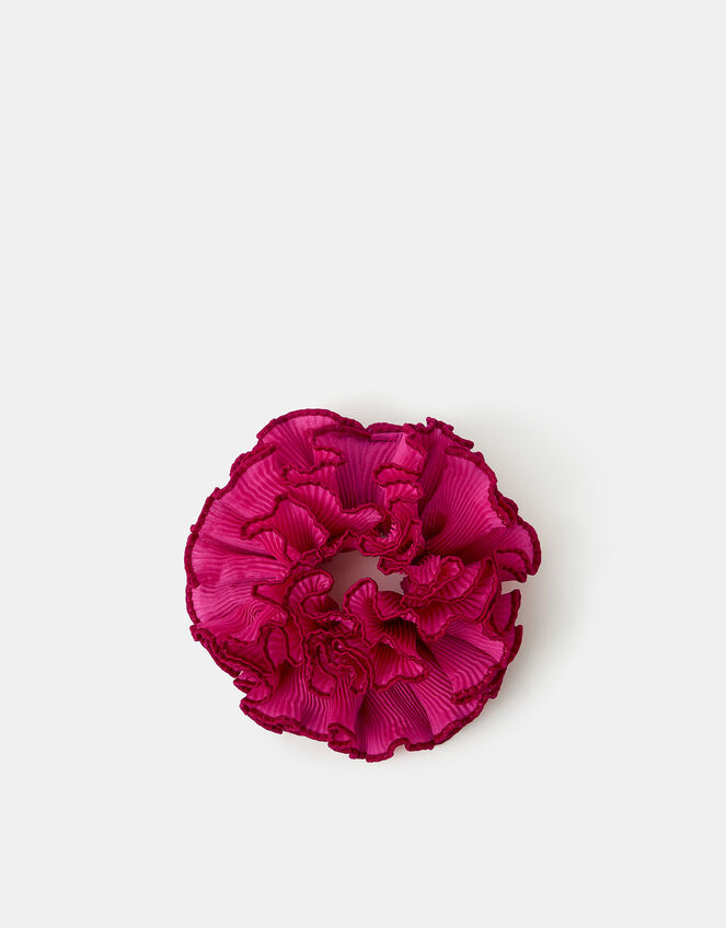 Oversized Frilly Pleated Hair Scrunchie, , large