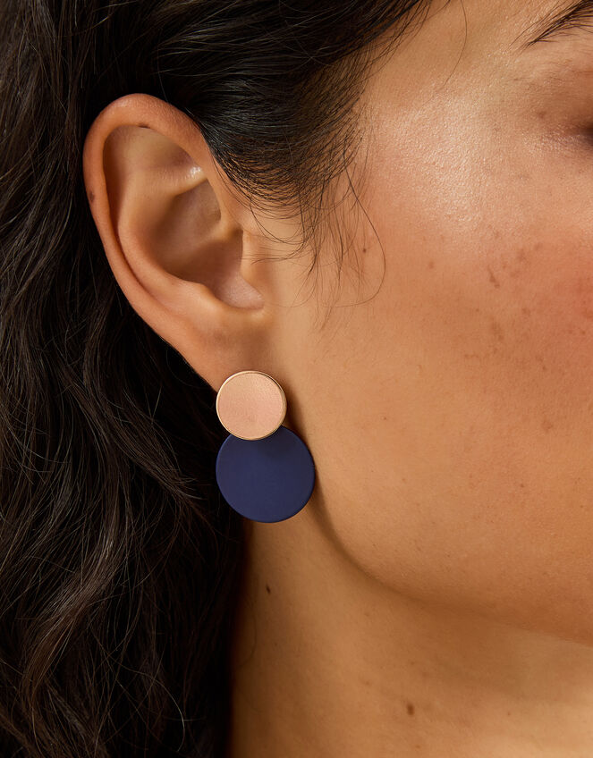 Double Circle Drop Earrings, , large