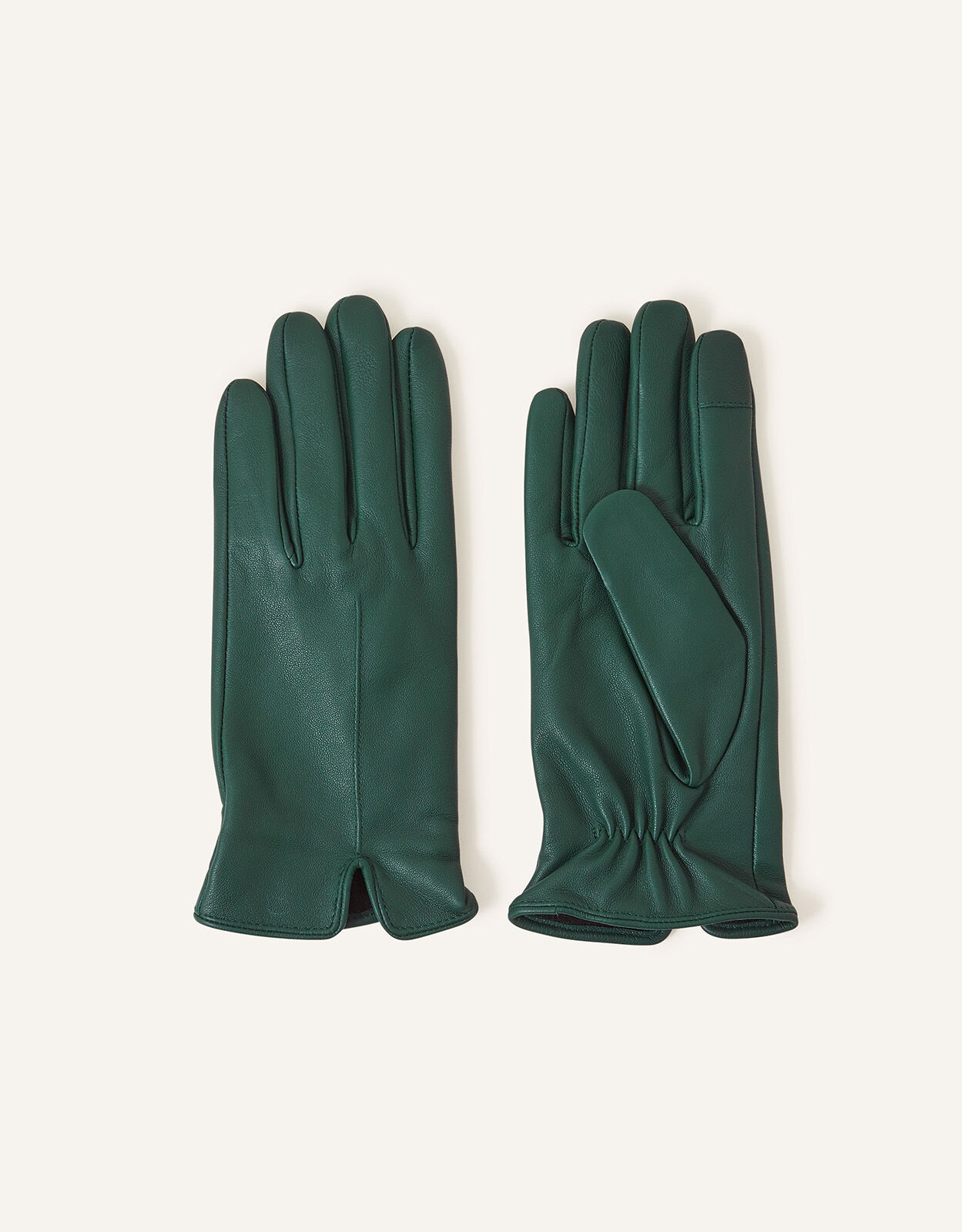 Ladies dark store green leather gloves