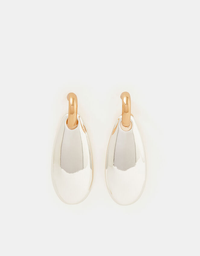 Two Tone Teardrop Hoop Earrings, , large