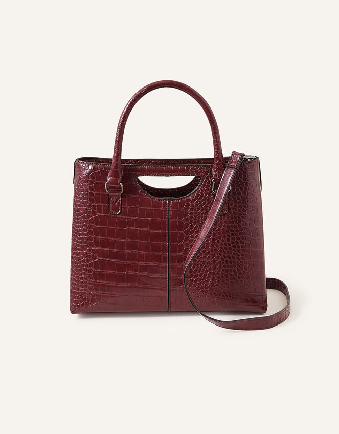 Faux Croc Handheld Bag Red