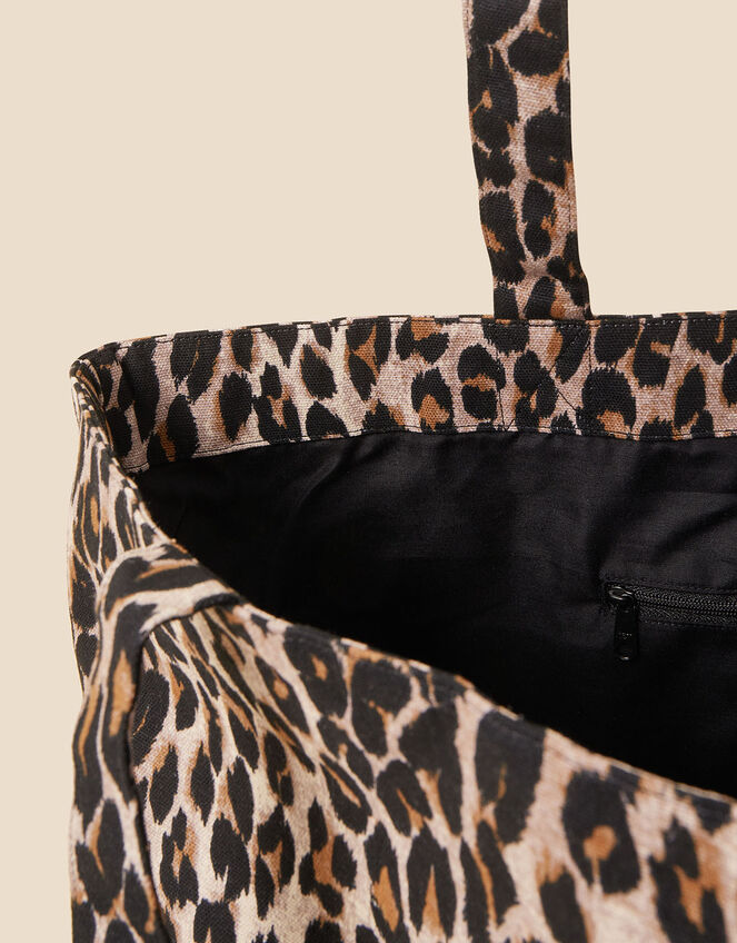 Leopard Canvas Shopper Bags, , large
